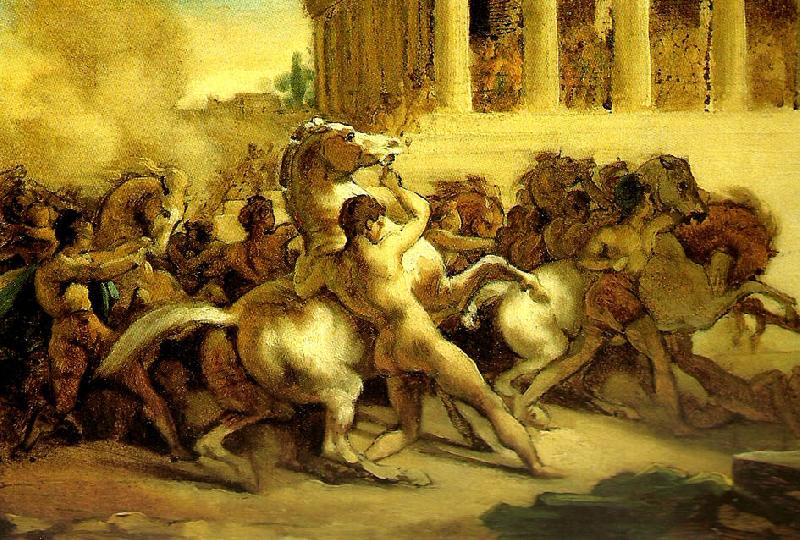 Theodore   Gericault la course de chevaux libres oil painting picture